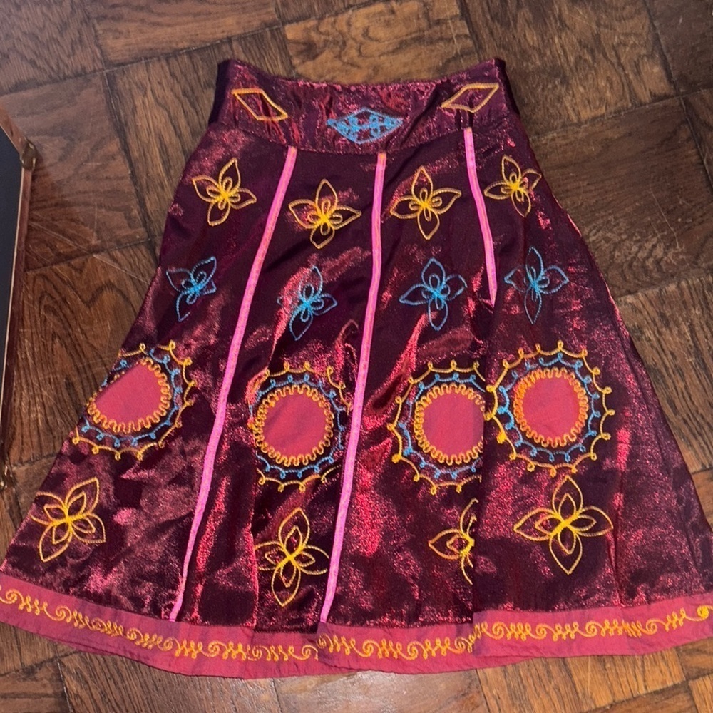 Embroidered Burgundy Skirt
